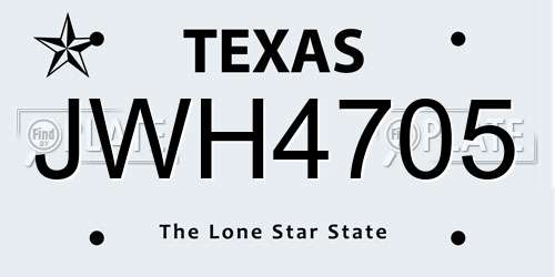 JWH4705 Texas License Plate