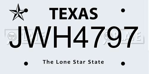 JWH4797 Texas License Plate