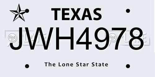 JWH4978 Texas License Plate