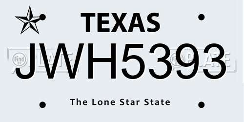 JWH5393 Texas License Plate