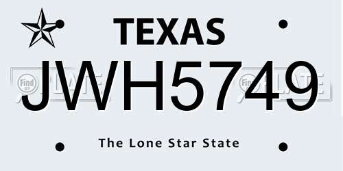 JWH5749 Texas License Plate