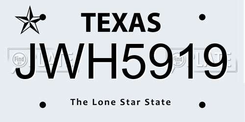 JWH5919 Texas License Plate