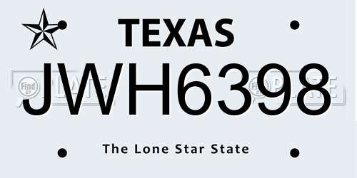 JWH6398 Texas License Plate