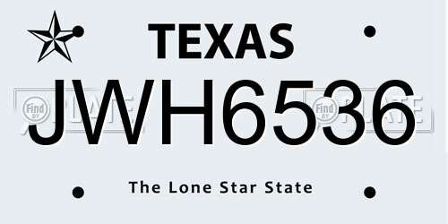 JWH6536 Texas License Plate