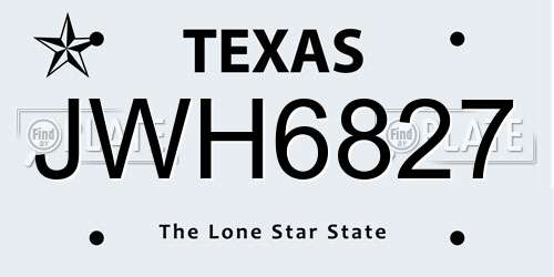 JWH6827 Texas License Plate