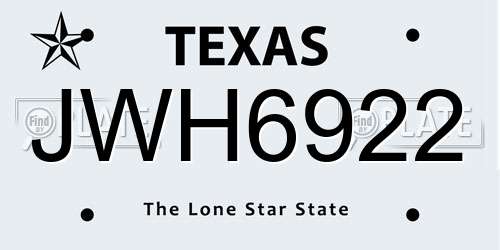 JWH6922 Texas License Plate