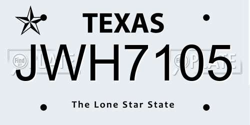 JWH7105 Texas License Plate