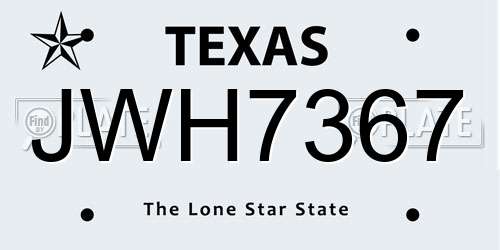 JWH7367 Texas License Plate