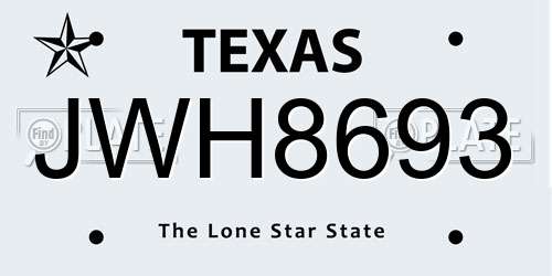 JWH8693 Texas License Plate