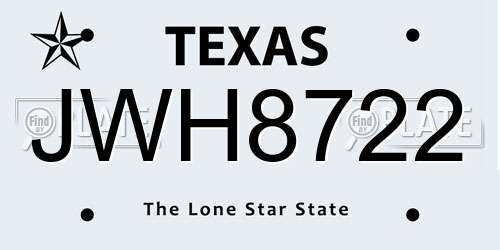 JWH8722 Texas License Plate