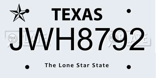 JWH8792 Texas License Plate