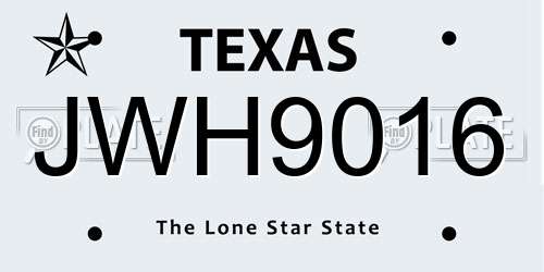 JWH9016 Texas License Plate