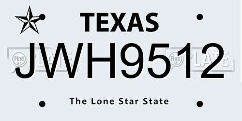 JWH9512 Texas License Plate