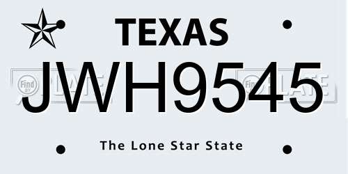 JWH9545 Texas License Plate