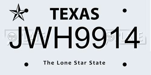 JWH9914 Texas License Plate