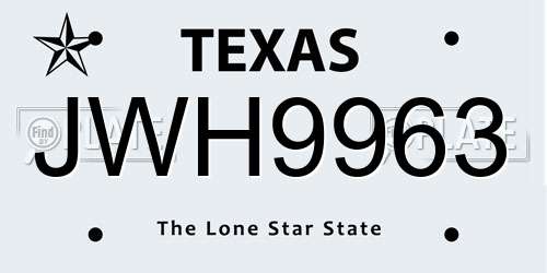 JWH9963 Texas License Plate