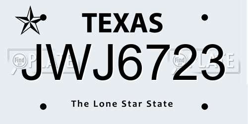 JWJ6723 Texas License Plate