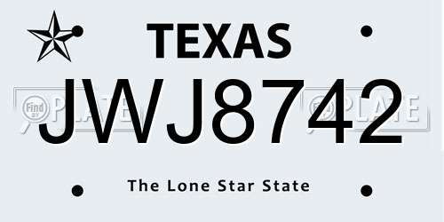JWJ8742 Texas License Plate