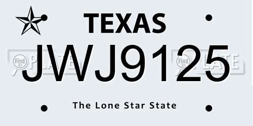 JWJ9125 Texas License Plate