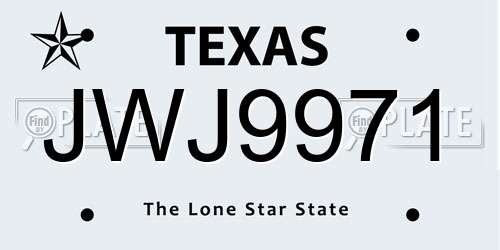 JWJ9971 Texas License Plate