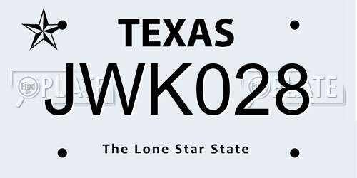 JWK028 Texas License Plate