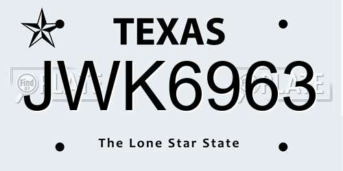 JWK6963 Texas License Plate