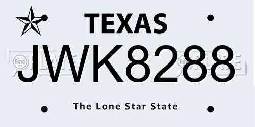 JWK8288 Texas License Plate