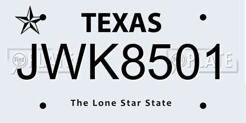 JWK8501 Texas License Plate