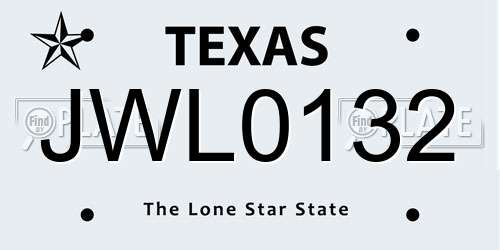 JWL0132 Texas License Plate
