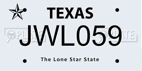 JWL059 Texas License Plate