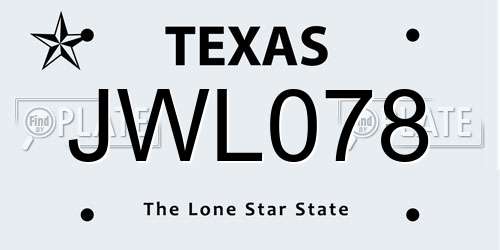 JWL078 Texas License Plate