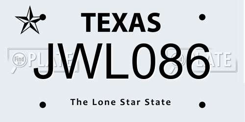 JWL086 Texas License Plate