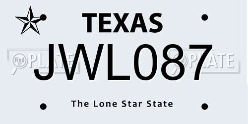JWL087 Texas License Plate