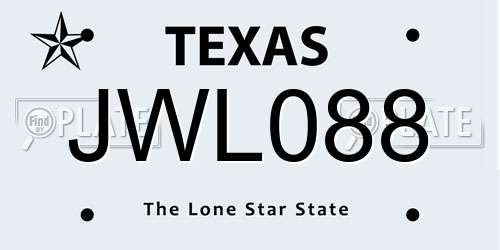 JWL088 Texas License Plate