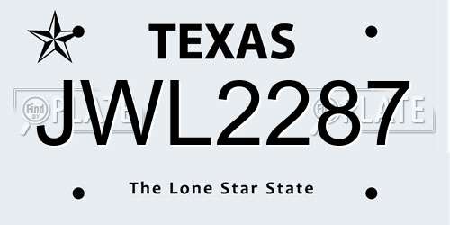 JWL2287 Texas License Plate