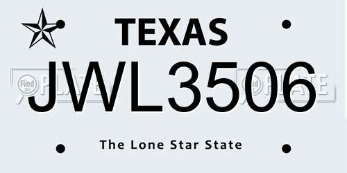 JWL3506 Texas License Plate