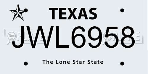 JWL6958 Texas License Plate