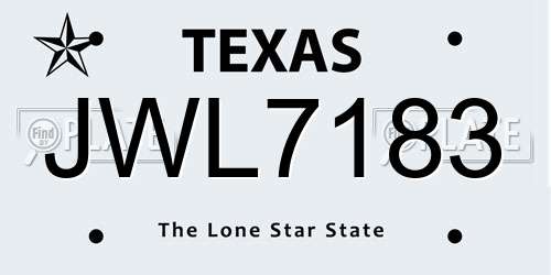 JWL7183 Texas License Plate