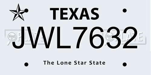 JWL7632 Texas License Plate