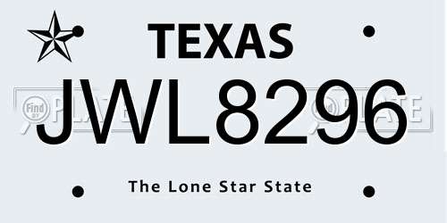 JWL8296 Texas License Plate