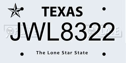JWL8322 Texas License Plate