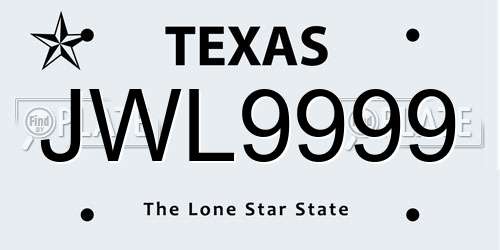 JWL9999 Texas License Plate