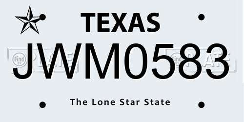 JWM0583 Texas License Plate