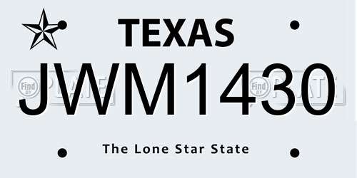 JWM1430 Texas License Plate