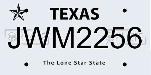 JWM2256 Texas License Plate