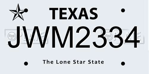 JWM2334 Texas License Plate