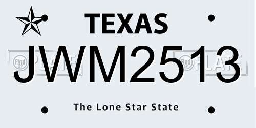 JWM2513 Texas License Plate
