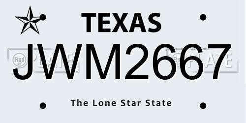 JWM2667 Texas License Plate