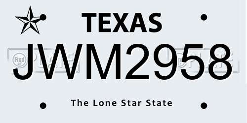 JWM2958 Texas License Plate