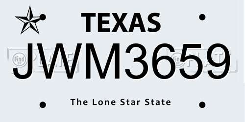 JWM3659 Texas License Plate